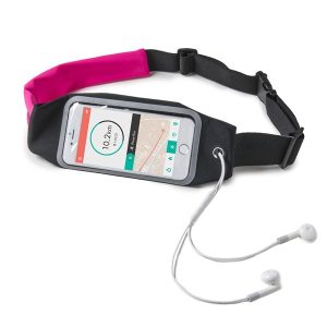 SPORT RUNBELT VIEWDUO 6.5 PINK - RUNBDUO - Cintura elastica regolabile ultra leggera, tasca interna porta smartphone, finestra trasparente per utilizzo touch, auricolari stereo jack 3,5mm, compatibili device 6.5"