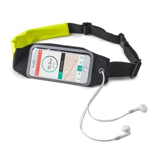 SPORT RUNBELT VIEWDUO 6.5 YELLOW - RUNBDUO - Cintura elastica regolabile ultra leggera, tasca interna porta smartphone, finestra trasparente per utilizzo touch, auricolari stereo jack 3,5mm, compatibili device 6.5"
