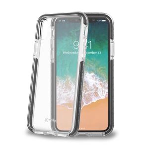 HEXAGON COVER IPHONE XS/X BLACK - HEXAGON - Cover trasparente nero semi rigida, ultra resistente in TPU + Policarbonato compatibile con Apple iPhone Xs/ iPhone X