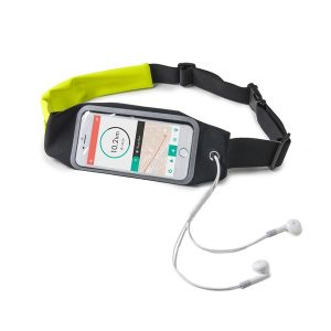 SPORT RUNBELT VIEWDUO 5 YELLOW - RUNBDUO - Cintura elastica regolabile ultra leggera, tasca interna porta smartphone, finestra trasparente per utilizzo touch, auricolari stereo jack 3,5mm, compatibili device 5"