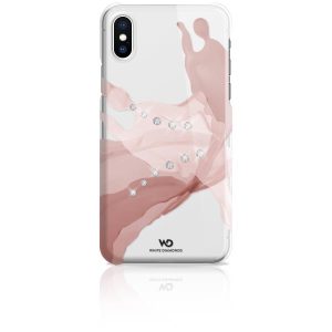 LIQUIDS COVER ROSE GOLD IPHONE XS/X - WHITE DIAMONDS - Cover semi-trasparente in TPU morbido impreziosita con elementi di cristallo Swarovski compatibile con Apple iPhone Xs/ iPhone X
